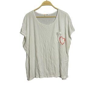 Sundry Heart Tshirt Top Women Size 4 Loose Comfy Relaxed Embroidery Love Pocket